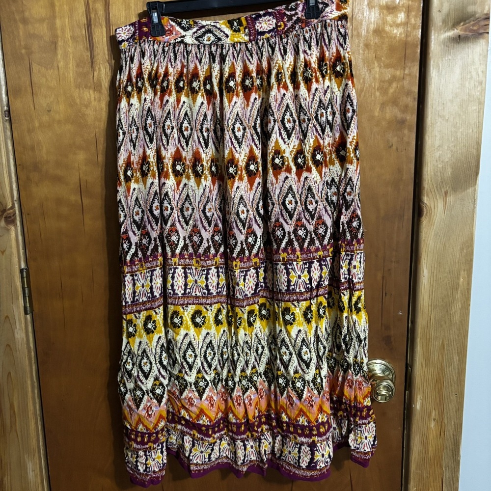 Chaudry Kc Women's Long Length Pull-On Lined Skirt, Multi Color, XXL